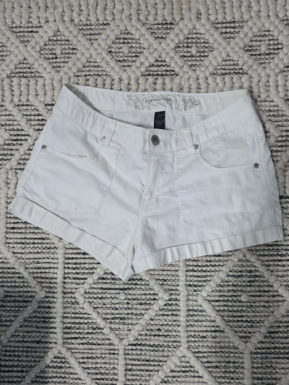 Express White Cuffed Denim Shorts